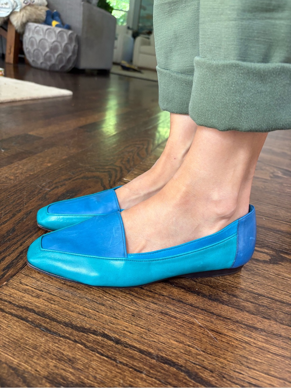 Enzo Angiolini Vintage Two Tone Leather Flats